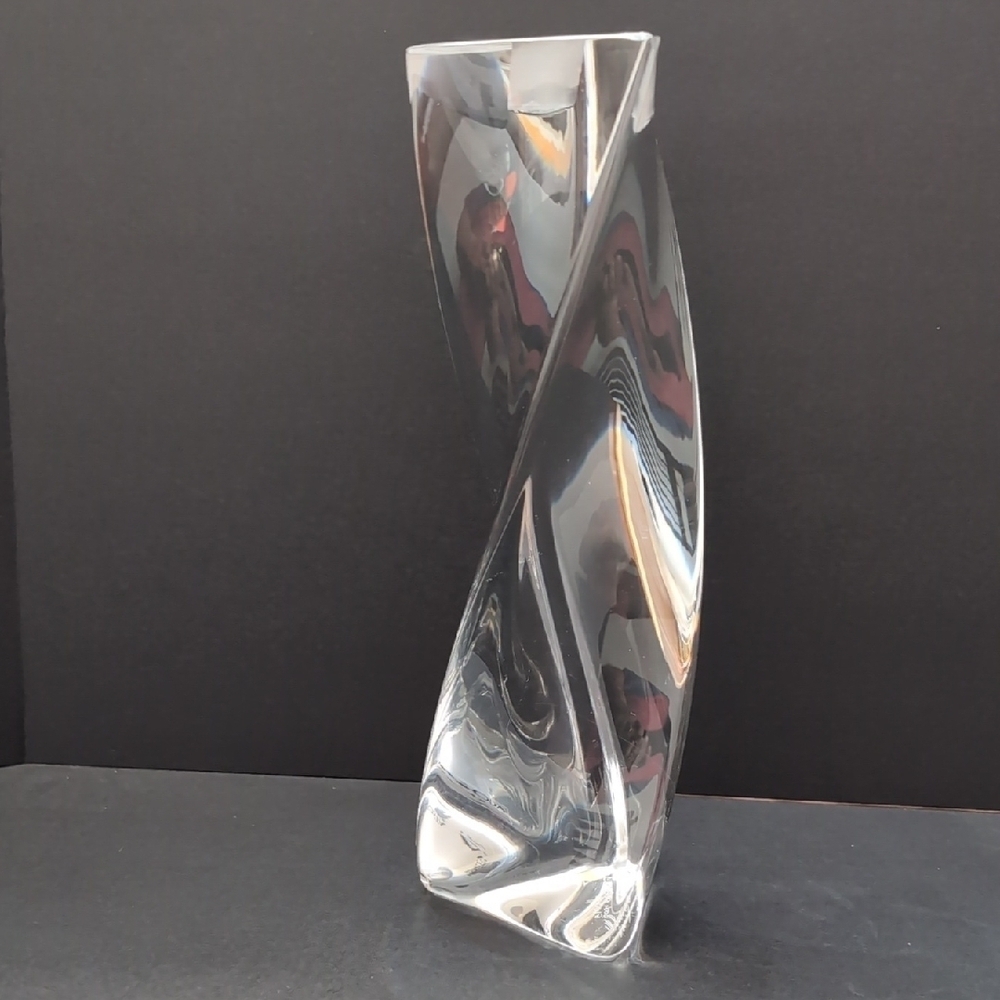 VTG Kosta Boda Tall Crystal Candle Holder, Signed.